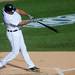 Tigers' Delmon Young hits a single to knock in a run in the first inning during Game 4 of the ALCS against the Yankees at Comerica Park in Detroit on Thursday. 